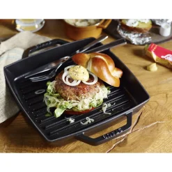 Grillpan Staub 2 Grepen Vierkant Zwart 23 x 23 cm
