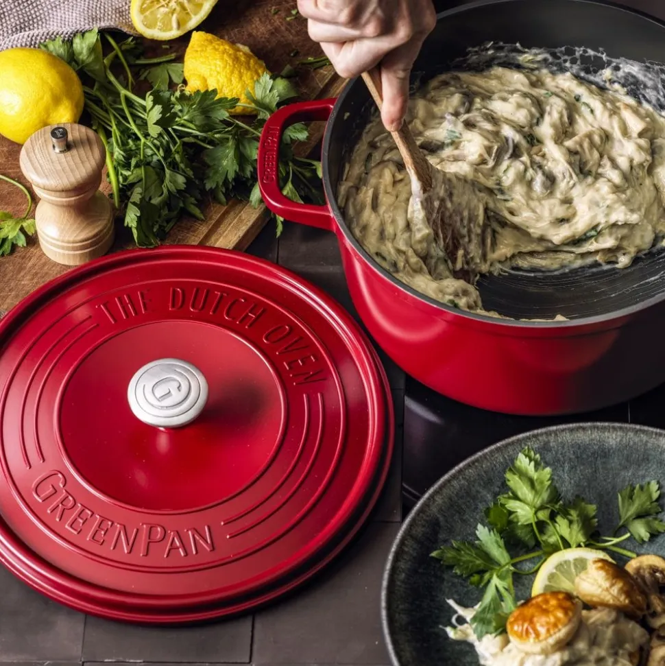 Hapjespan Greenpan Featherweights Met Keramische Antikleeflaag Met Deksel Red 22 cm