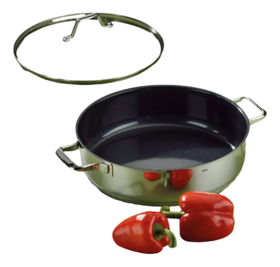 Hapjespan Kela Lucca Met Deksel Zilver 32 cm