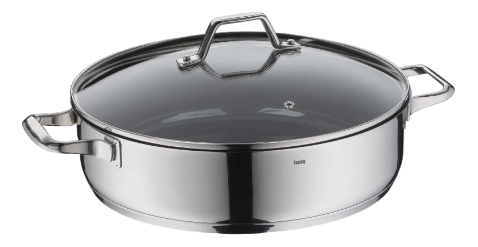 Hapjespan Kela Lucca Met Deksel Zilver 32 cm