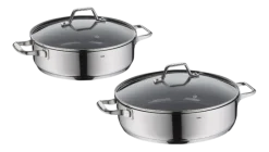Hapjespan Kela Lucca Met Deksel Zilver 32 cm