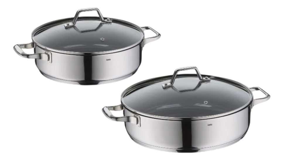 Hapjespan Kela Lucca Met Deksel Zilver 32 cm