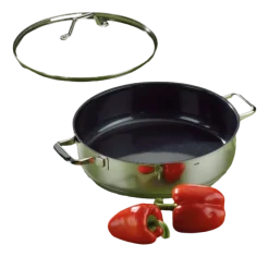 Hapjespan Kela Lucca Met Deksel Zilver 28 cm