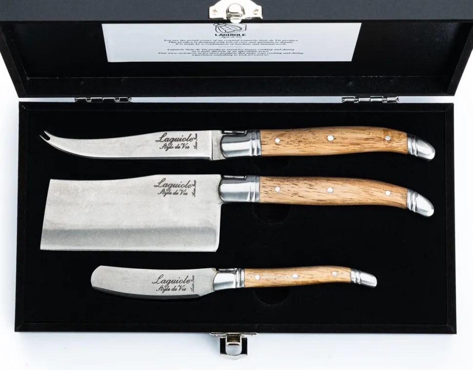 Kaasmes Laguiole Style de Vie Luxury Line Eikenhout (3-Delig)