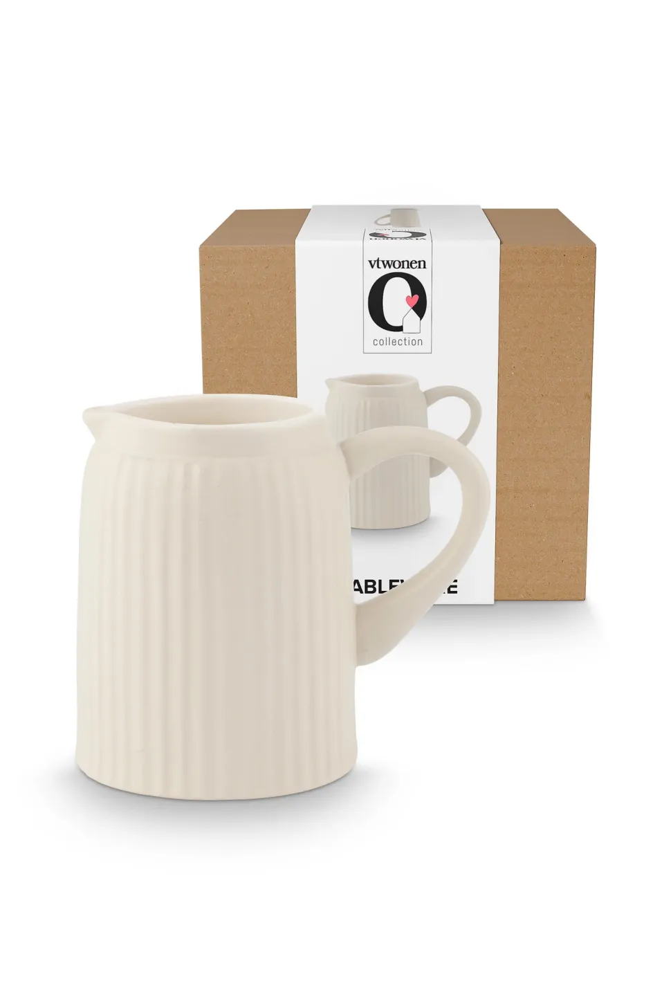 Karaf vtwonen Jug With Ear Ceramic Offwhite