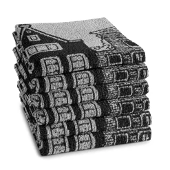 Keukendoek DDDDD Canal Black 50 x 55 cm (6-Delig)