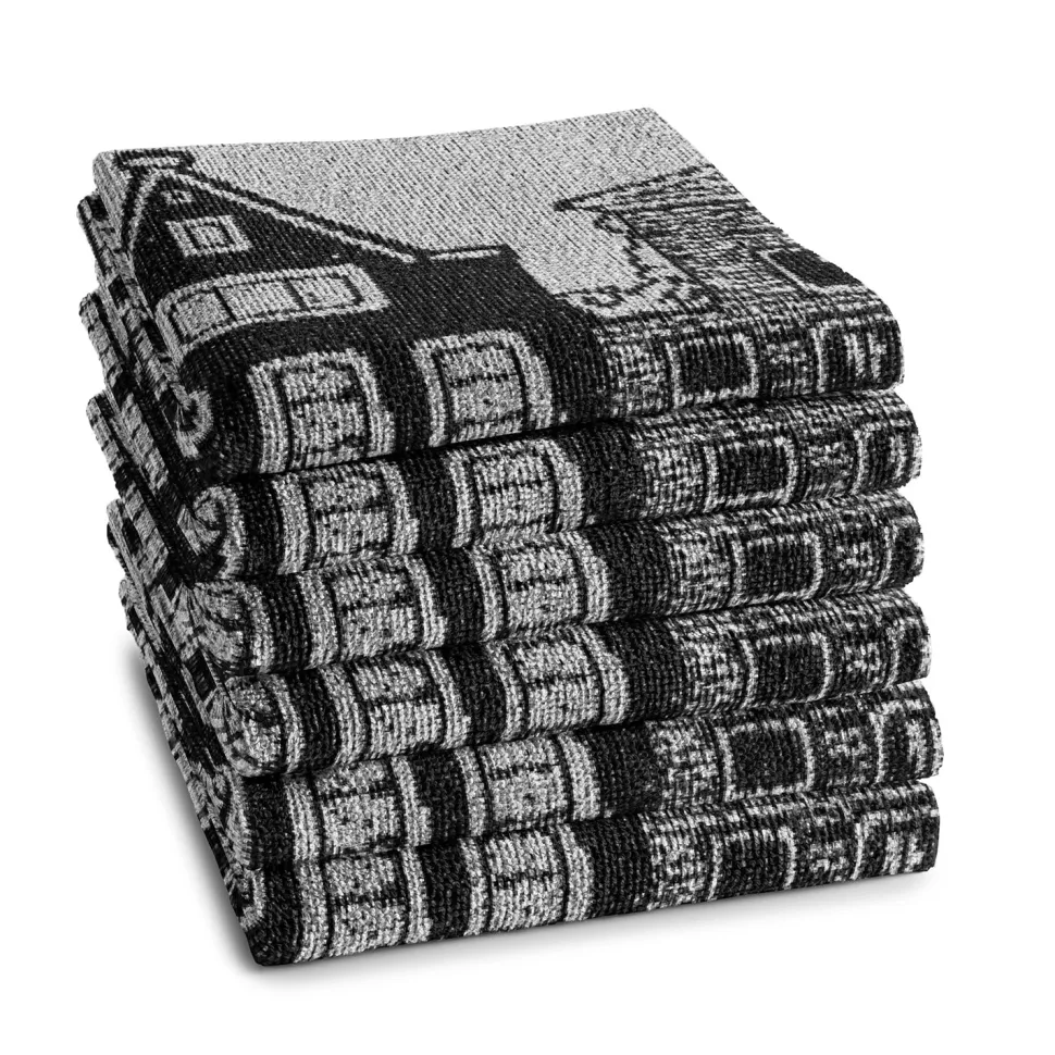 Keukendoek DDDDD Canal Black 50 x 55 cm (6-Delig)