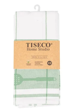 Keukendoek Tiseco Home Studio Pharao Utensils Smoke Green (Set van 3) - 50 x 70 cm