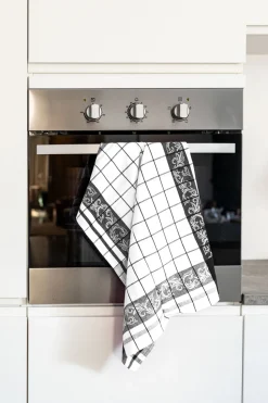 Keukendoek Tiseco Home Studio Pharao Arabesque Black (Set van 3) - 50 x 70 cm