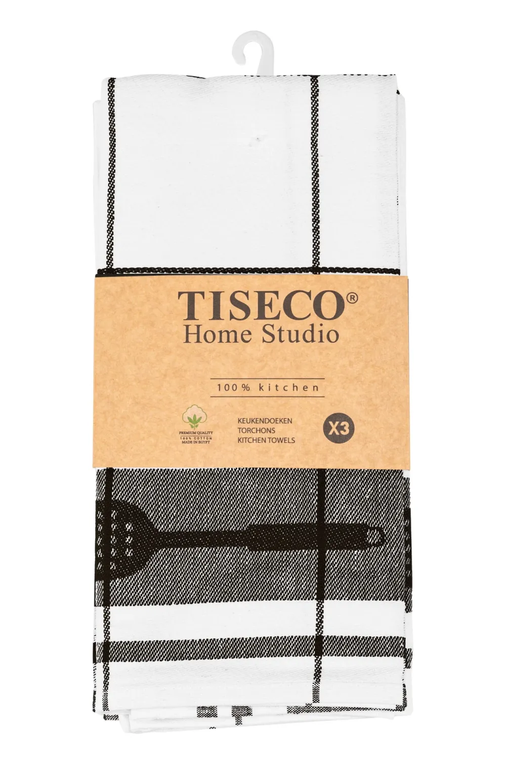 Tiseco Keukendoek Home Studio Pharao Utensils Black (Set van 3) - 50 x 70 cm Discount