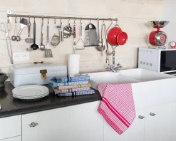 Keukendoek Tiseco Home Studio Waffle Black (Set van 6) - 50 x 70 cm
