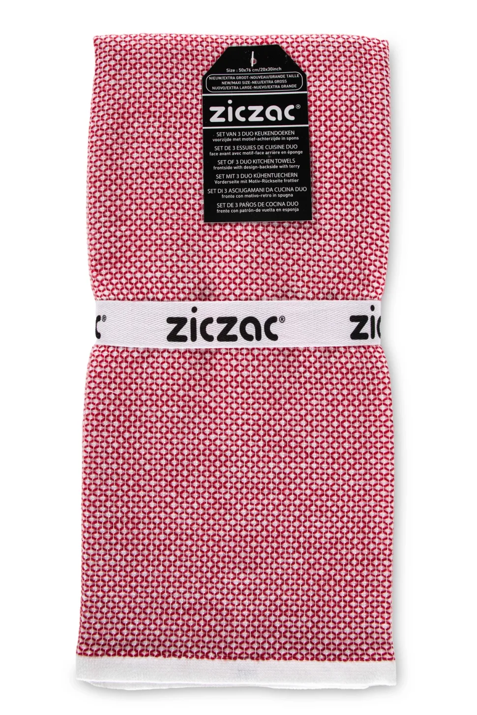 Keukendoek Ziczac Culinary Duo Leno Red (Set van 3) - 50 x 76 cm