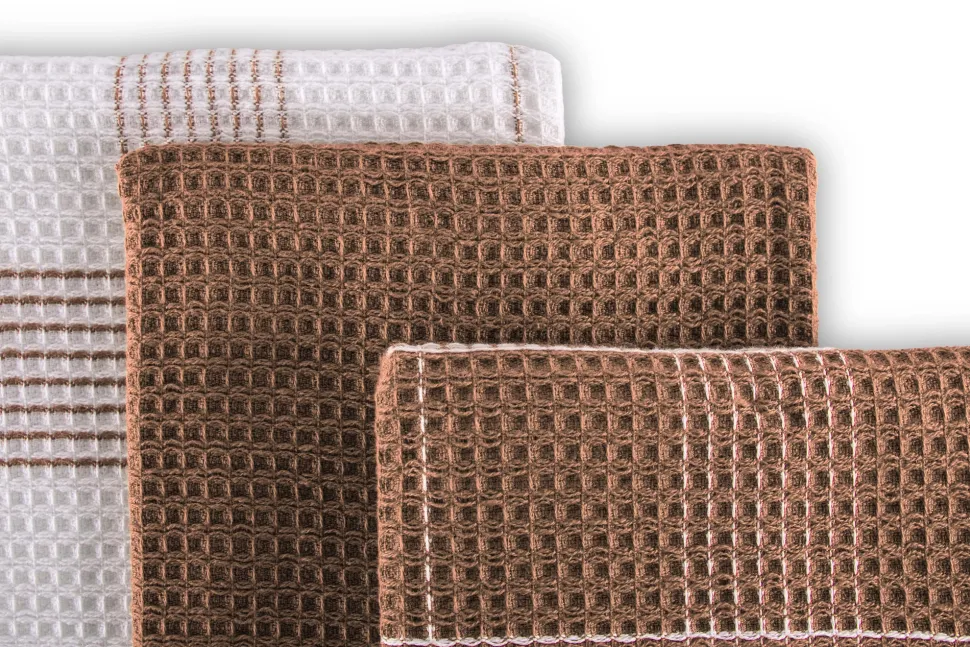 Keukendoek Ziczac Culinary Duo Waffle Brown (Set van 3) - 50 x 76 cm
