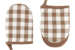 Keukenhandschoen Tiseco Home Studio Gingham Cognac (Set van 2)