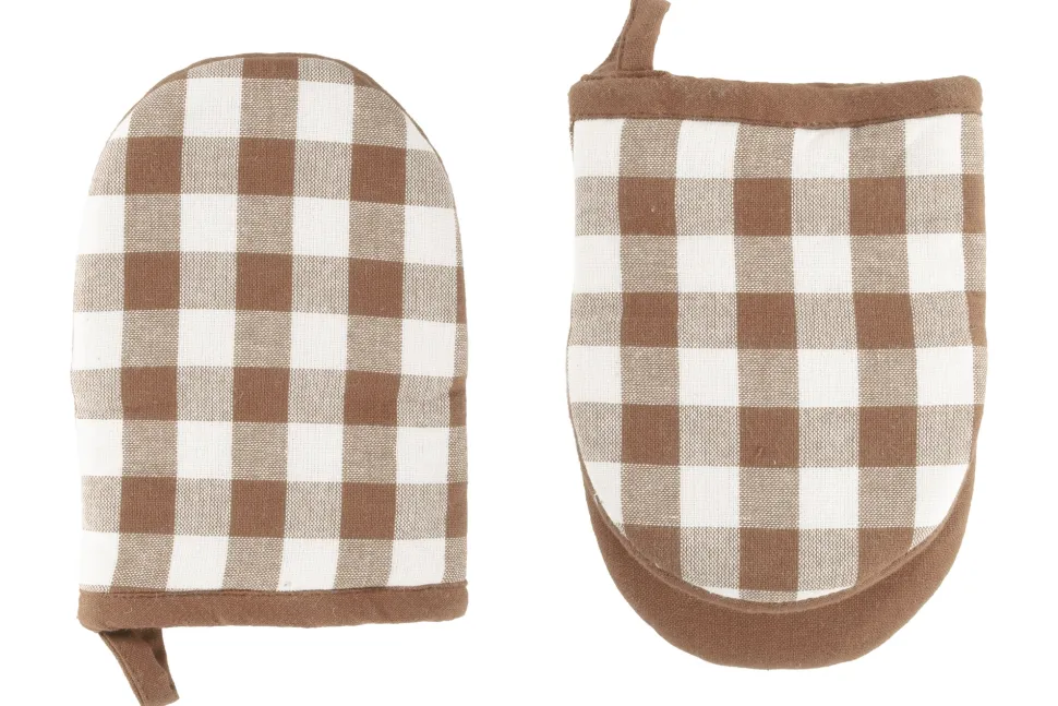 Keukenhandschoen Tiseco Home Studio Gingham Cognac (Set van 2)
