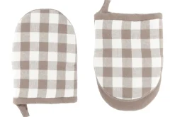 Keukenhandschoen Tiseco Home Studio Gingham Taupe (Set van 2)