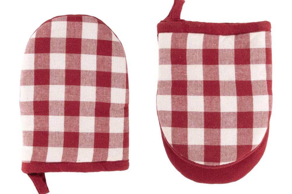 Tiseco Keukenhandschoen Home Studio Gingham Red (Set van 2) Discount