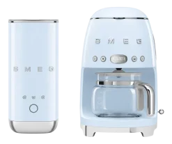 Smeg Keukenmachine Set Filterkoffiemachine DCF02 + Melkopschuimer MFF02 Pastelblauw Sale