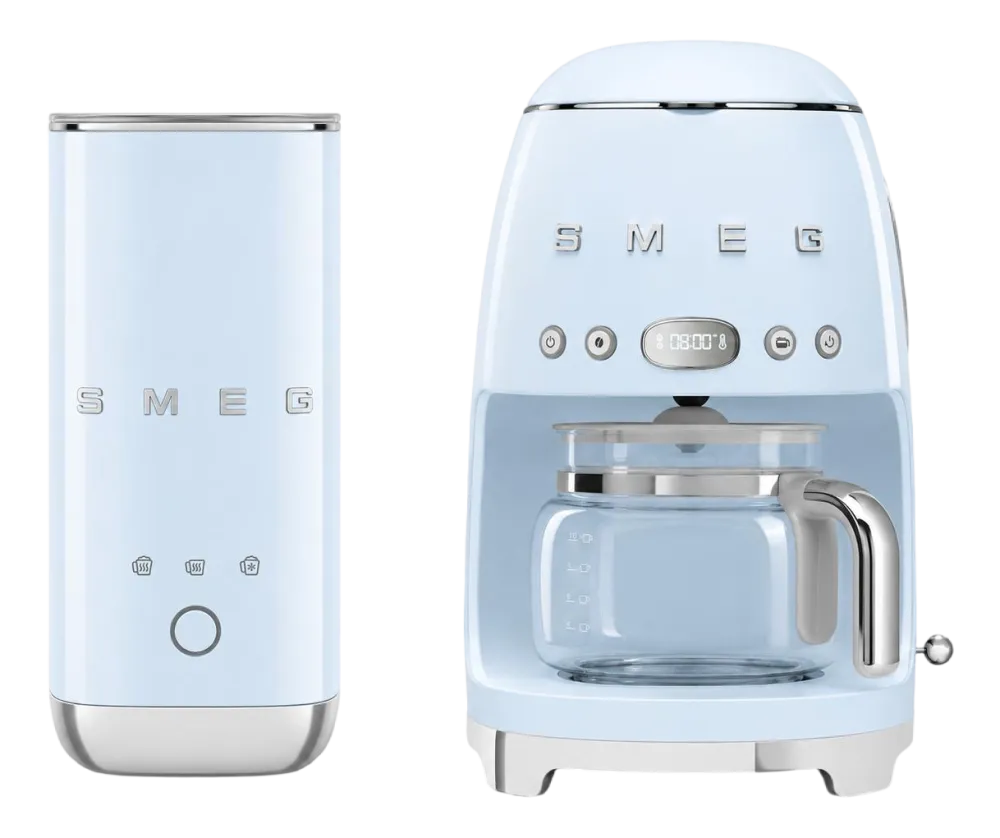 Smeg Keukenmachine Set Filterkoffiemachine DCF02 + Melkopschuimer MFF02 Pastelblauw Sale