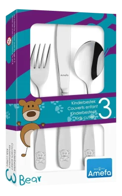 Kinderbestekset Amefa Teddy Zilverkleurig (3-Delig)