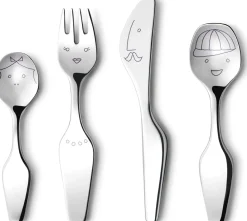 Kinderbestekset Georg Jensen Kids Alfredo Twist Family RVS Glanzend (4-delig)