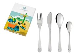 Kinderbestekset Zilverstad Bouwvoertuigen Zilver (4-Delig)