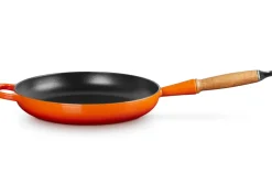 Le Creuset Koekenpan Rond Houten Handvat Oranjerood 28 cm Sale