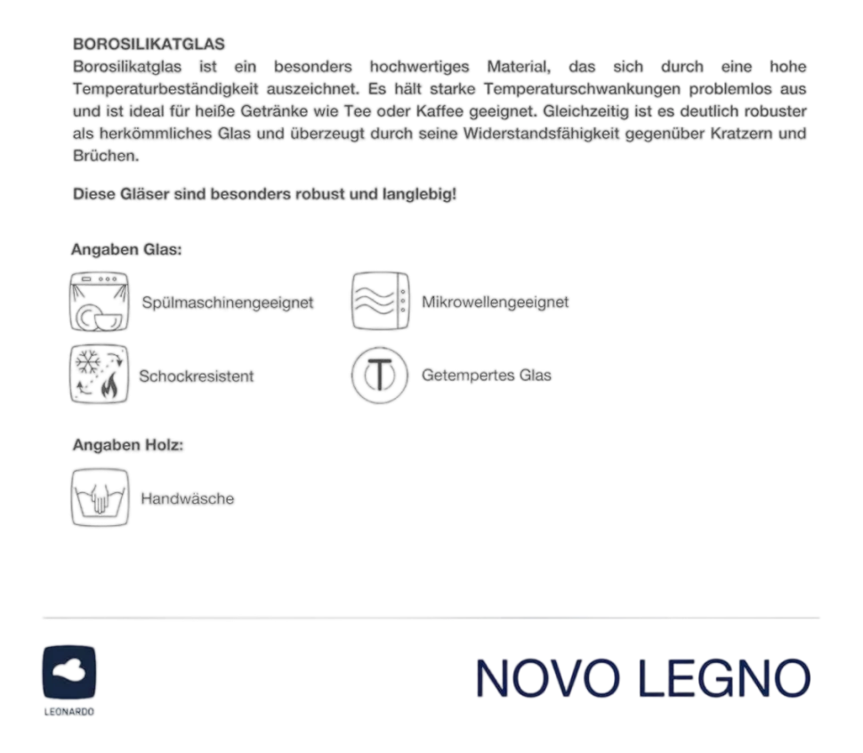 Koffie- en theeglas Leonardo Novo Legno 320ml (Set van 2)