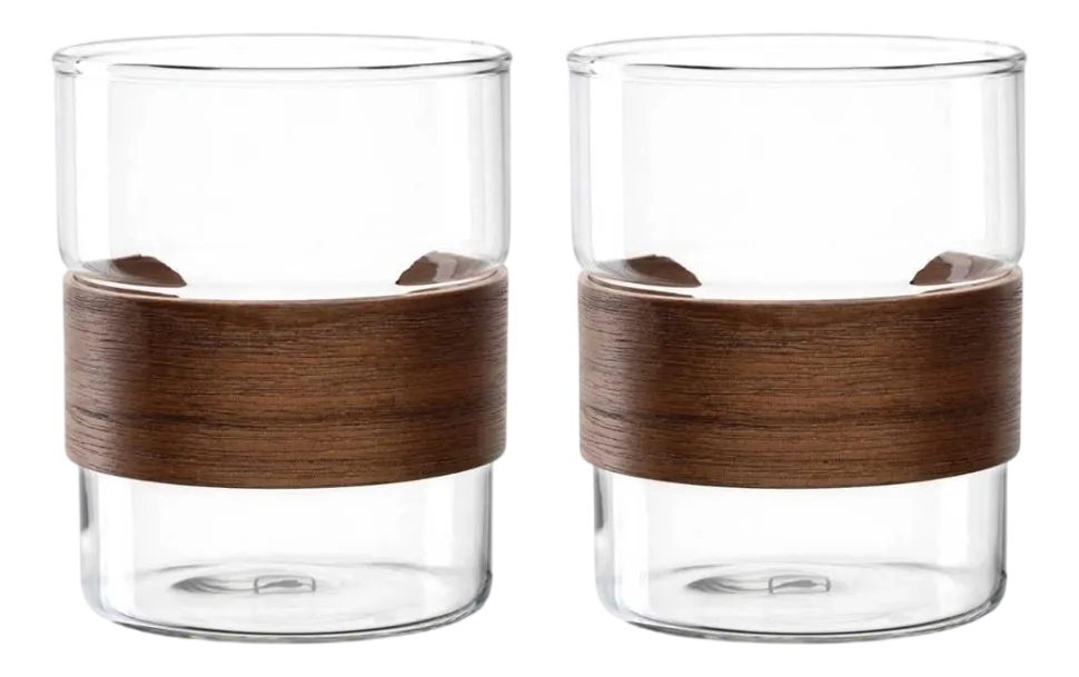 Koffie- en theeglas Leonardo Novo Legno 320ml (Set van 2)