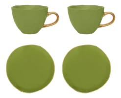 Koffie- en Theeset Urban Nature Culture Good Morning Evergreen Sprig (Set van 4)