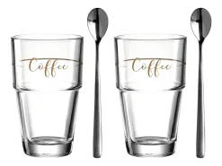 Koffieglas met Lepel Leonardo Solo 410 ml (Set van 2)