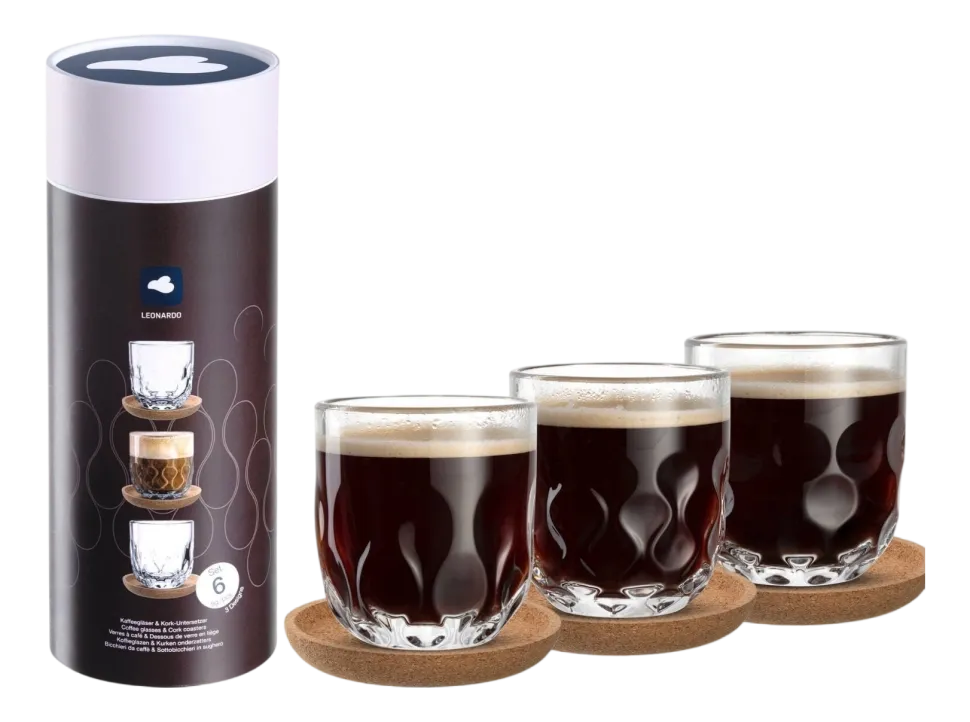 Koffieglas met onderzetter Leonardo Gocce Tumblers 220ml (Set van 3)