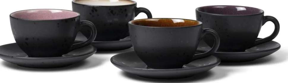 Koffiekop Bitz Zwart Licht 24 cl (4-Delig)