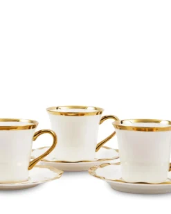 POLSPOTTEN Koffiekop Golden Finds White (Set van 4)