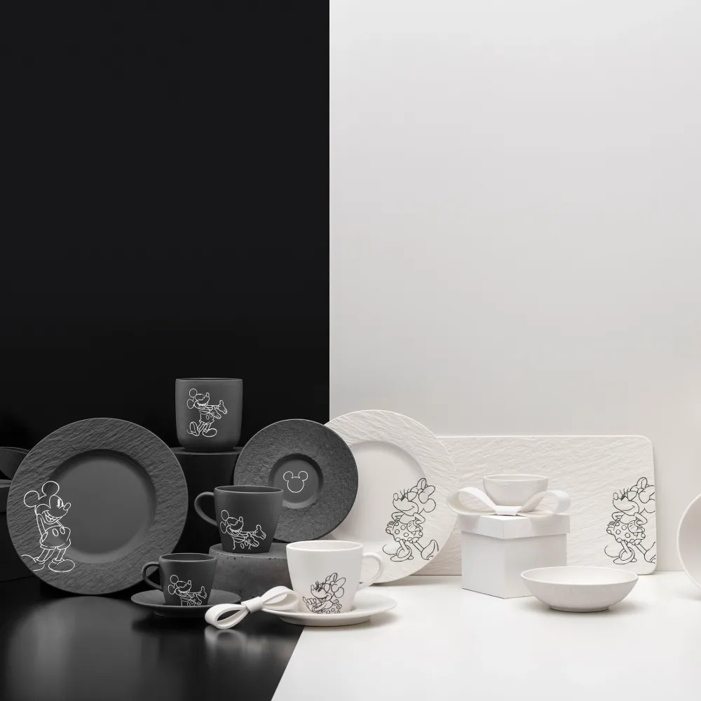 Villeroy & Boch Koffiekop Manufacture Rock Mickey Mouse Zwart 160ml (Set van 6) New