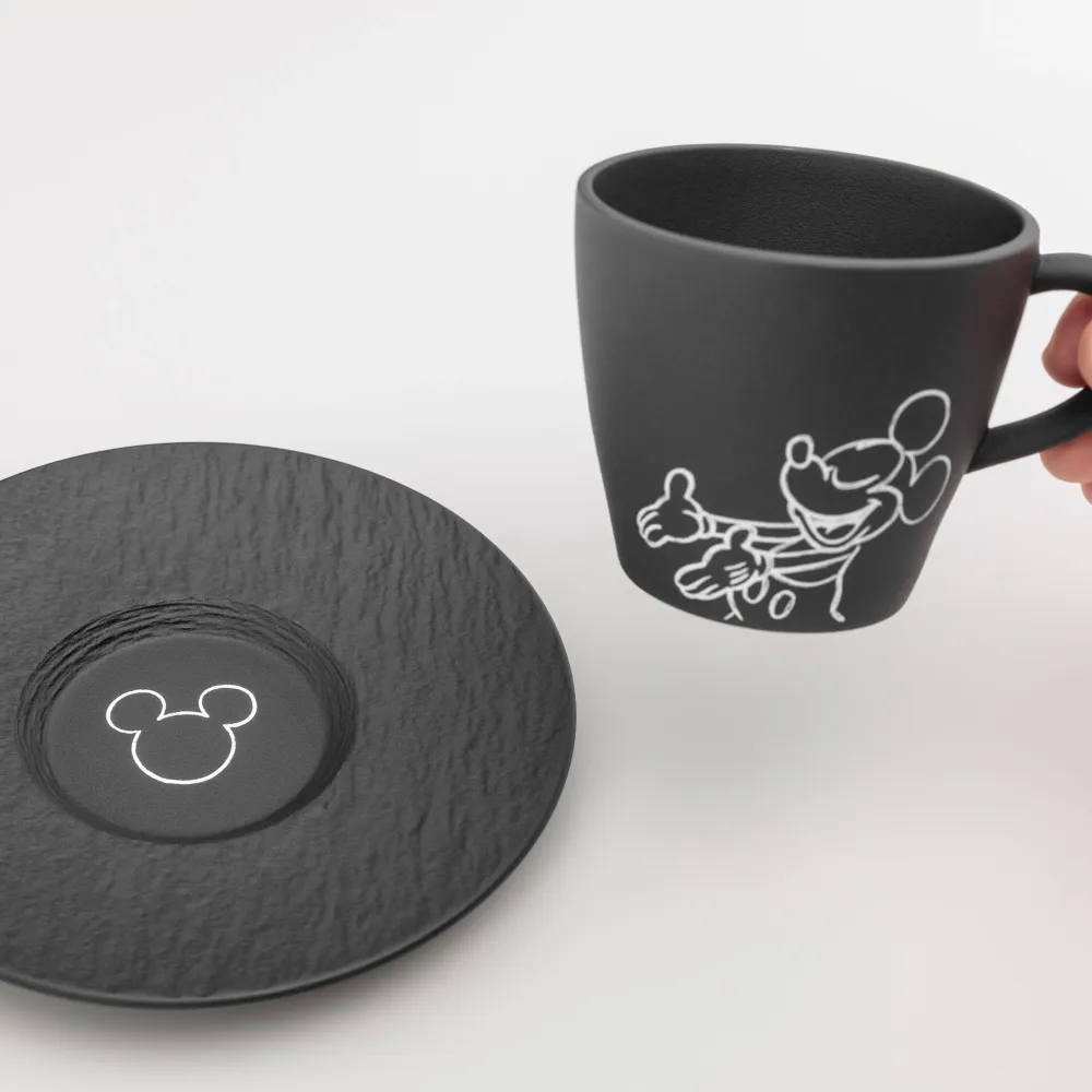 Villeroy & Boch Koffiekop Manufacture Rock Mickey Mouse Zwart 160ml (Set van 6) New