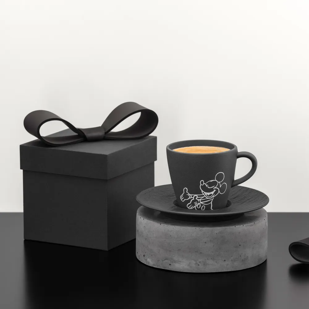 Villeroy & Boch Koffiekop Manufacture Rock Mickey Mouse Zwart 160ml (Set van 6) New