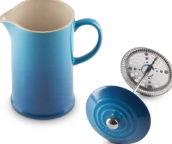 Koffiepot Le Creuset met Pers Marseilleblauw 22 cm