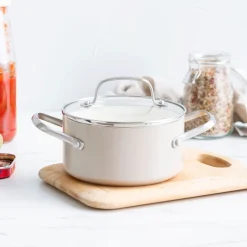 Kookpan Greenchef Nordics Met Keramische Antikleeflaag met deksel 18 cm