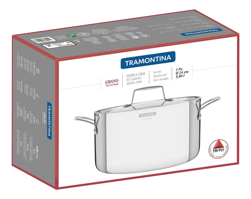 Kookpan Tramontina Grano 3-Laags Zilver 24 cm 5,8 L