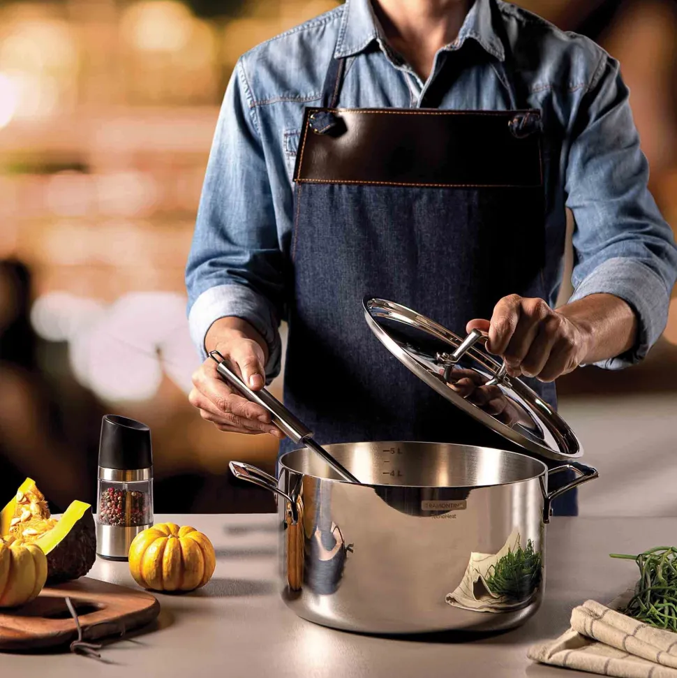 Kookpan Tramontina Grano 3-Laags Zilver 24 cm 5,8 L