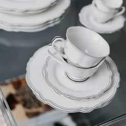 Kop en Schotel Salt & Pepper Odette White / Black 190 ml (Set van 2)