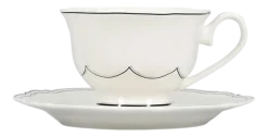 Kop en Schotel Salt & Pepper Odette White / Black 190 ml (Set van 2)