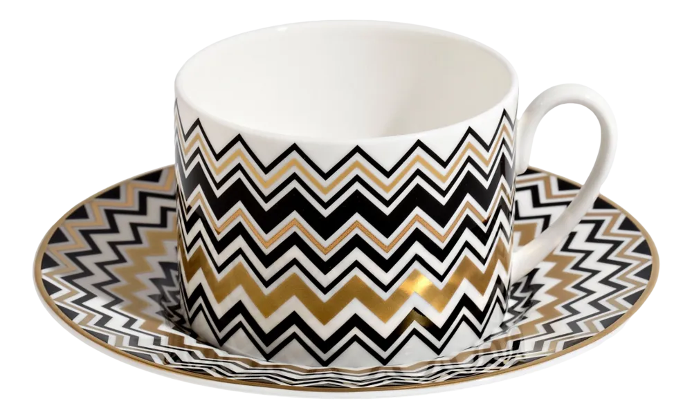 Missoni Kop & Schotel Luxury Gift Box Zig Zag Gold 220 ml (Set van 6) New