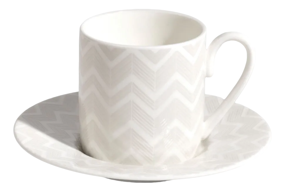 Kop & Schotel Missoni Zig Zag White 120 ml (Set van 6)