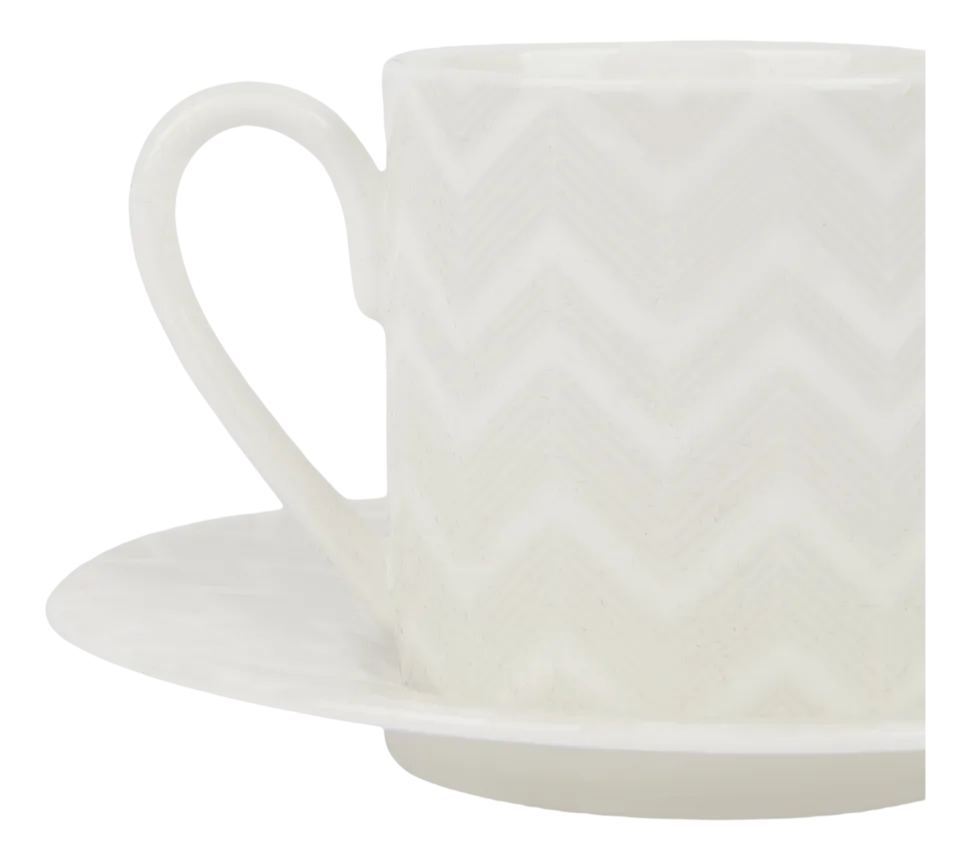 Kop & Schotel Missoni Zig Zag White 120 ml (Set van 6)