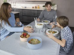 Lunchbox Omada Pull Box Rond Blauw/Wit (2-Delig)