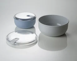 Lunchbox Omada Pull Box Rond Blauw/Wit (2-Delig)