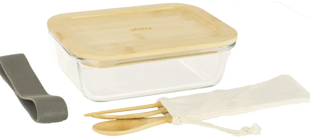 Pebbly Lunchbox Met Bestekset Hout 1L Online