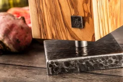 Messenblok Forged Roterend Olijfhout